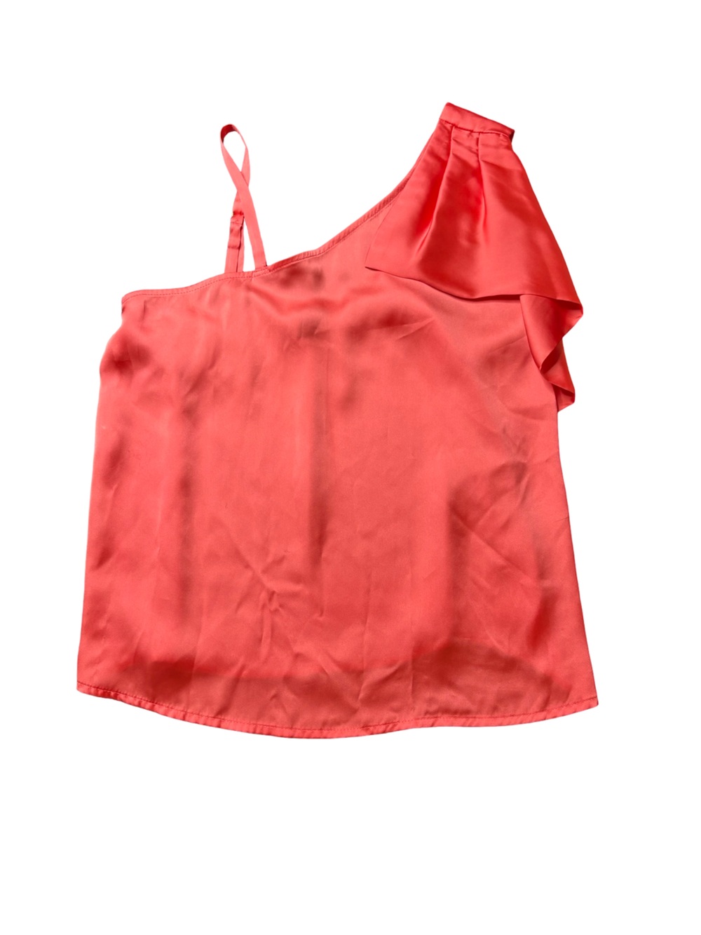 Cache Coral One-Shoulder Ruffle Top Size XXS